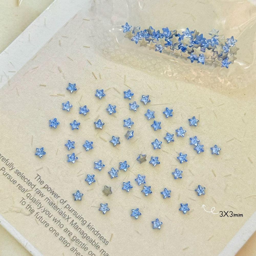 50PCS 3D Nail Art Rhinestones Sparkle Colorful 3mm Mini Star Shiny Zircon Rhinestones Glossy Glitter Pointed Bottom