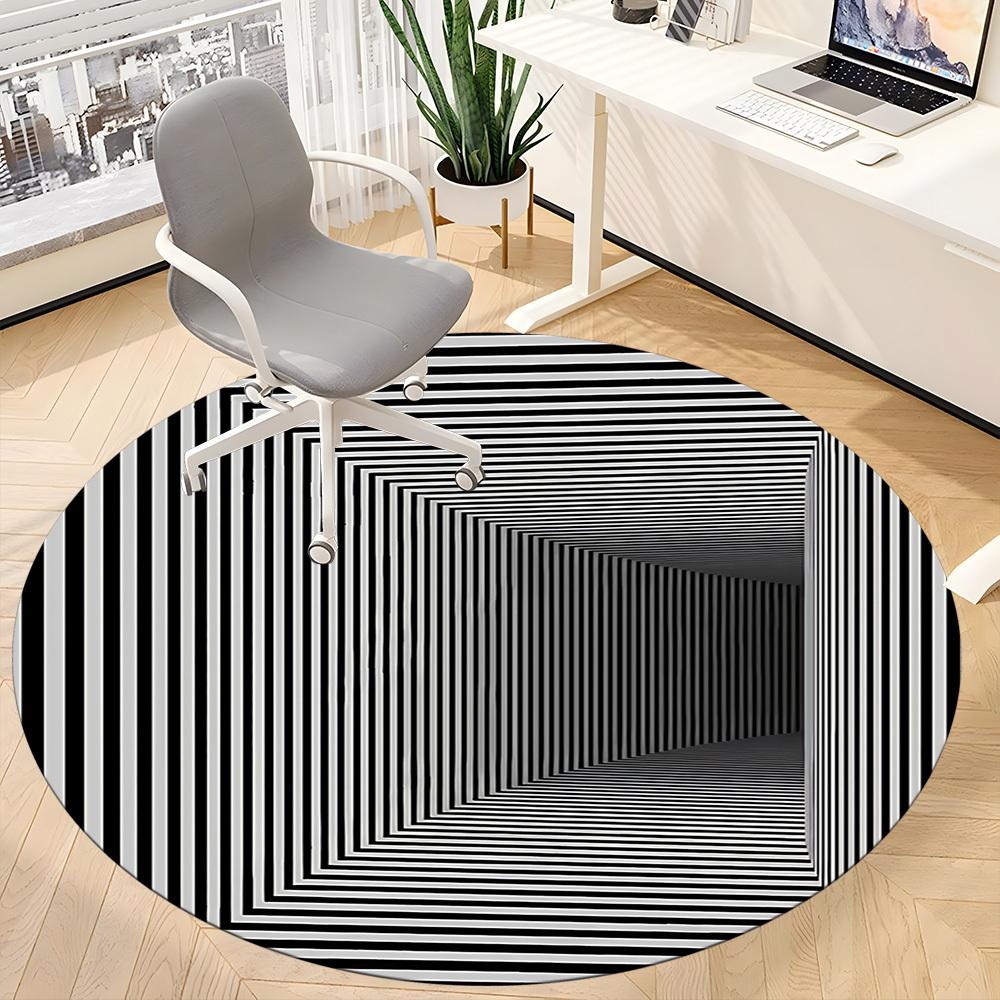 1pc Optical Illusion Chair Carpet for Office, Round Non Slip Durable Large Size Office Carpet, Suitable for Office
