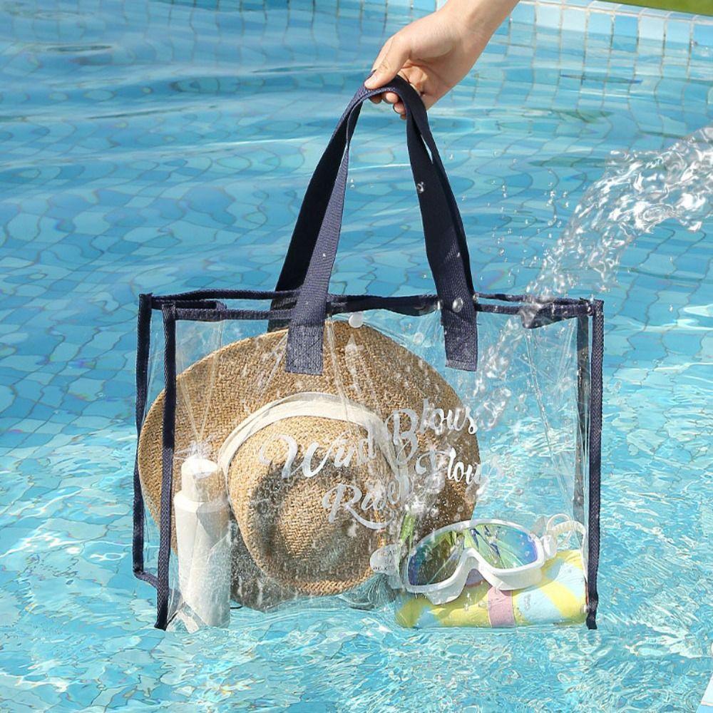 Large Capacity Transparent Makeup Bag PVC Beach Handbag Casual Swimming Storage Bag  Essentials