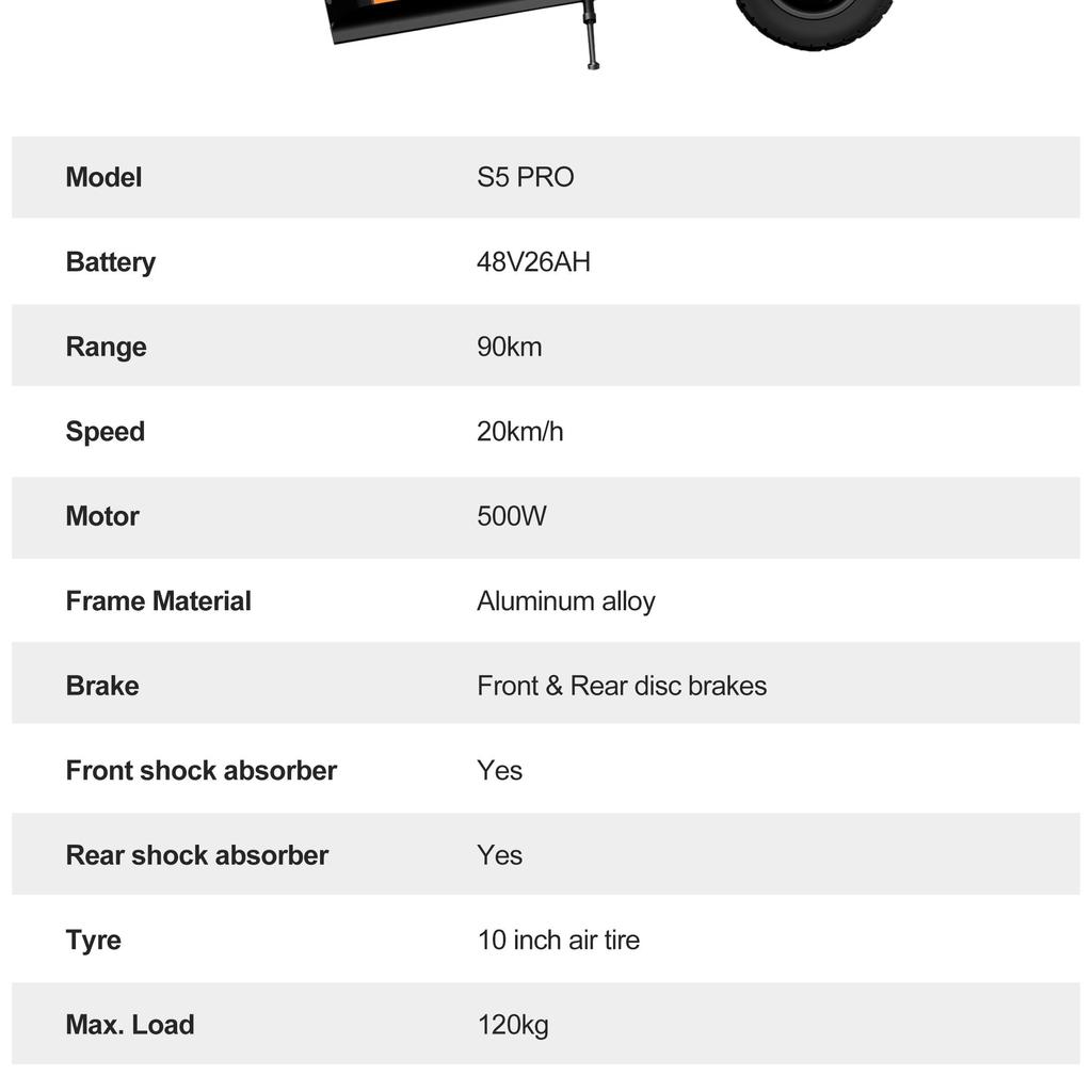 Electric Scooter Foldable Joyor S5 Pro 500W Motor Electric City ScooterTop Speed 20Km/h 48V 26AH Range 90Km Load 120Kg