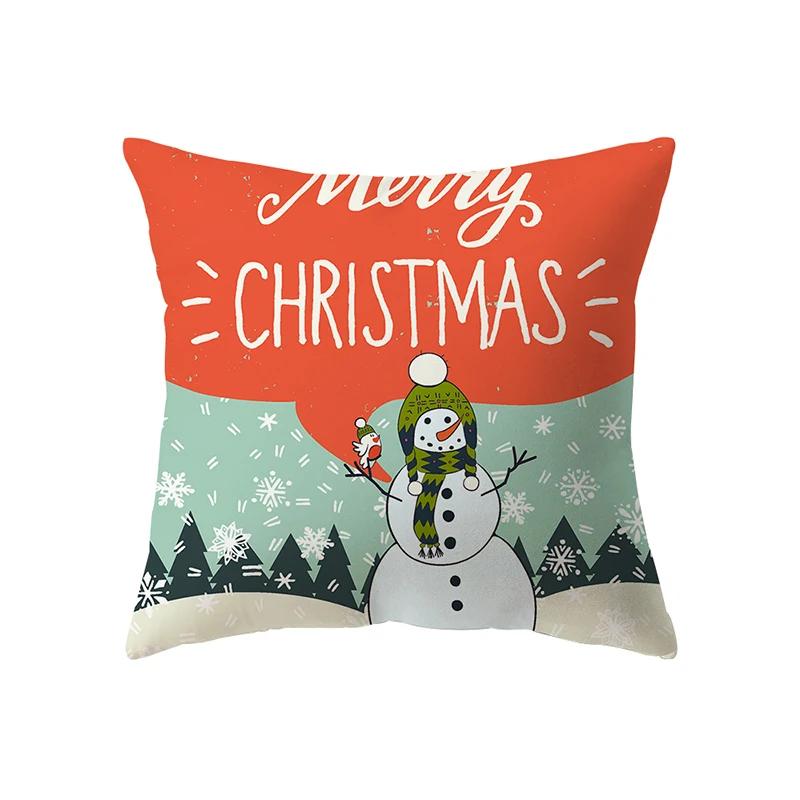 Merry Christmas Cute Santa Claus Print Pattern Cushion Cover Home Living Room Sofa Decoration Square Pillow