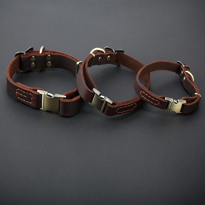 

Пряжка быстрого вставления, коровья кожа первого слоя, ошейник для собаки, для маленькой, средней и большой собаки, защита шеи, ошейник для собаки корги small 33-45CM)