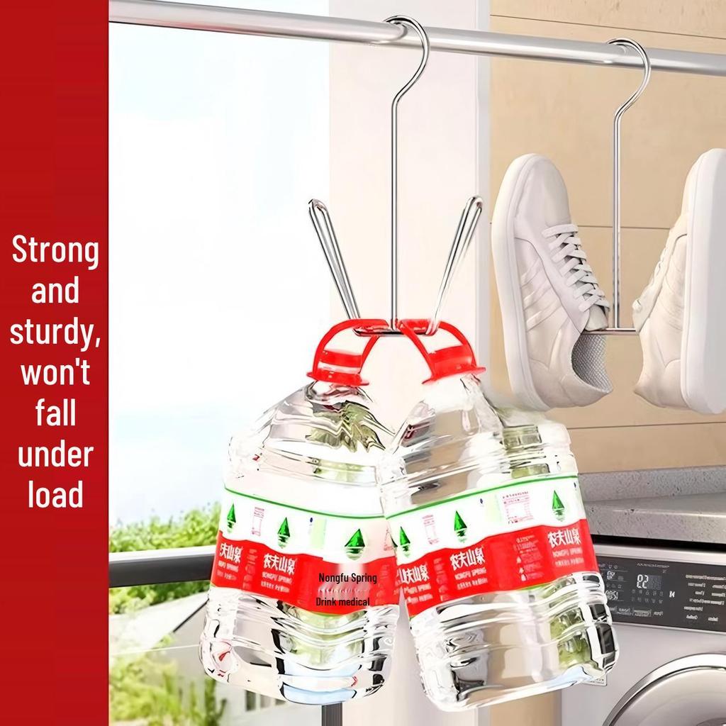 Stainless Steel Windproof Shoe Drying Rack with Hooks