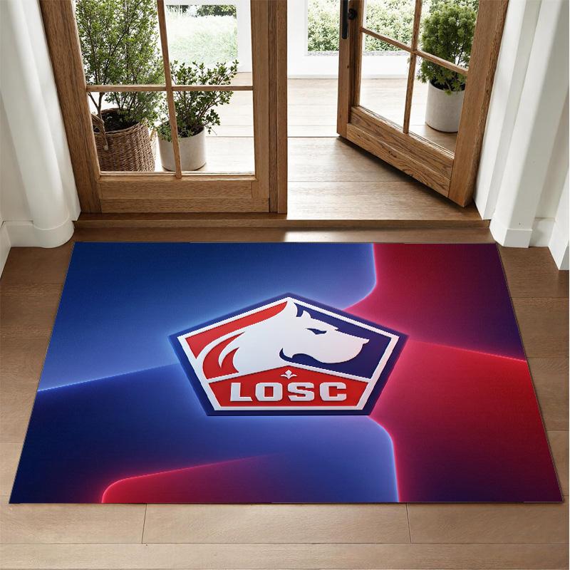 LOSC Lille FC Design Crystal Velvet Rug Soft Decorative Mat for Bedroom Entrance