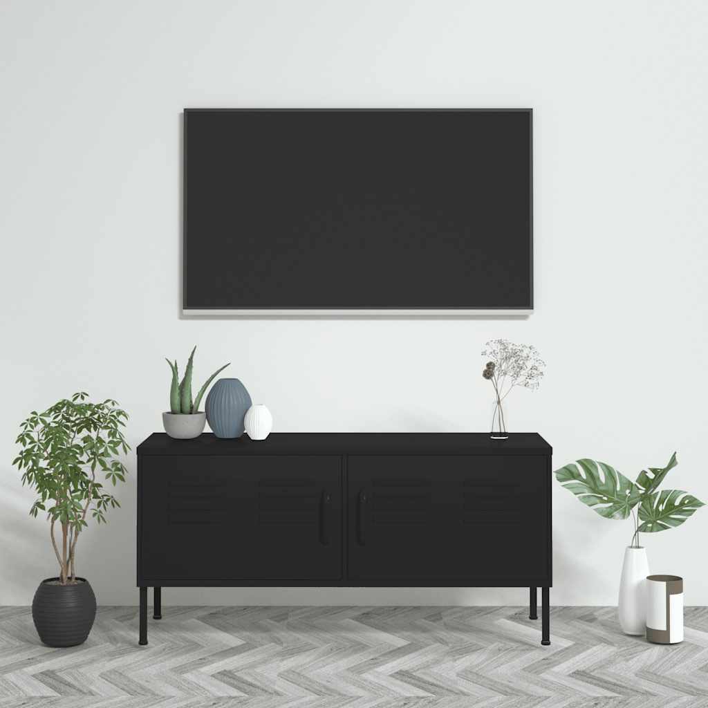 TV Stand in Black 105 x 35 x 50 cm Steel