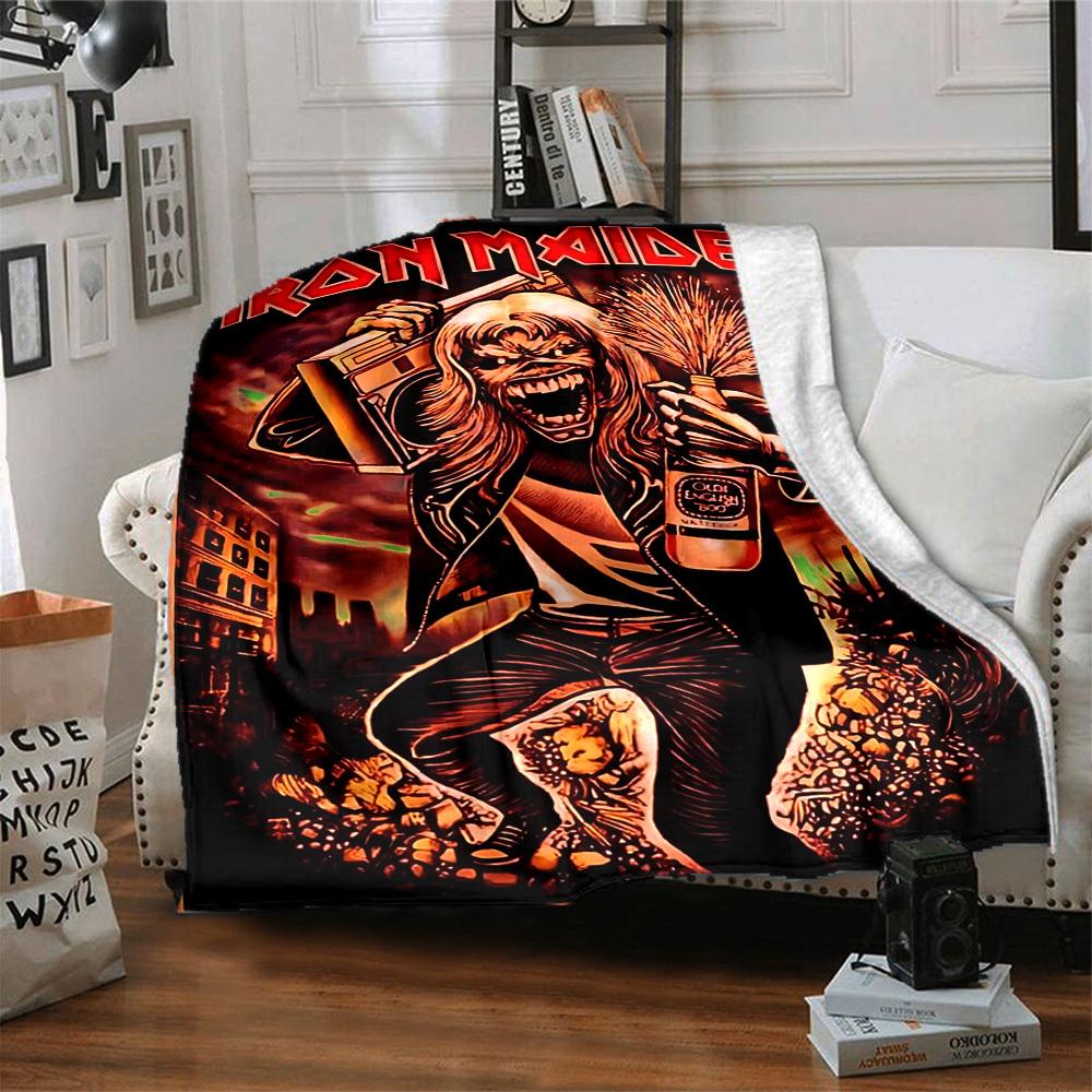 1 Stück Iron Maiden Band Merchandise Flanelldecke [Gemütliche Überwurfdecke] Für Sofa, Bett, Reisen, Camping, Wohnzimmer, Büro, Couch, Stuhl Und Bett