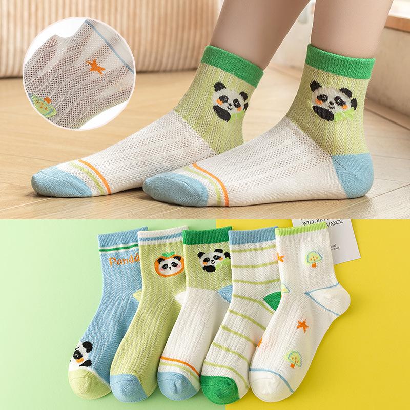 5 Pairs of Soft Cotton Children's Socks for Ages 1-12, Fashionable and Breathable for Summer