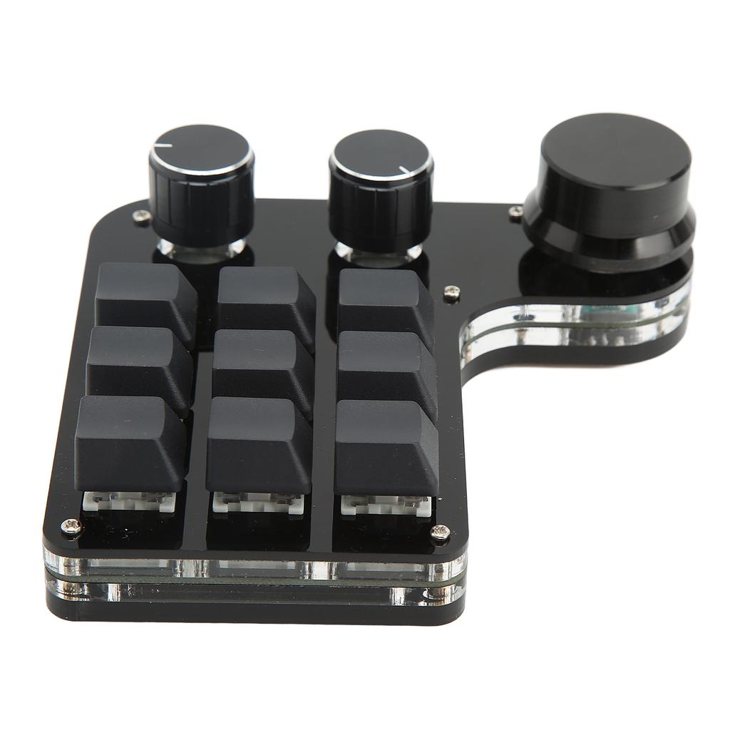Mini Gaming Keypad 3 Knobs RGB Backlit Blue Switch Programmable 9 Key Keypad for Music Office Media