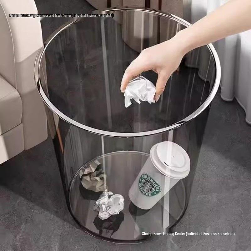 Acrylic Luxury Transparent Trash Bin - Versatile for Living Room, Kitchen, or Bathroom