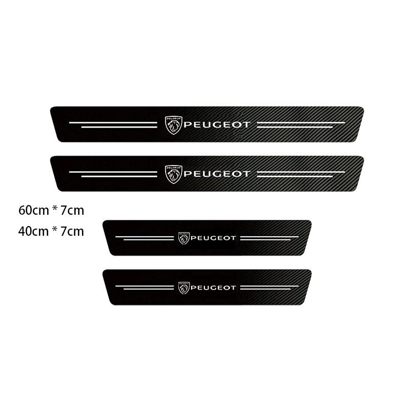 1/4/5Pcs Car Door Sill Scuff Plate Decor Carbon Fiber Stickers For Peugeot 208 3008 308 206 2008 207 B107 508 607 106 406 407 307