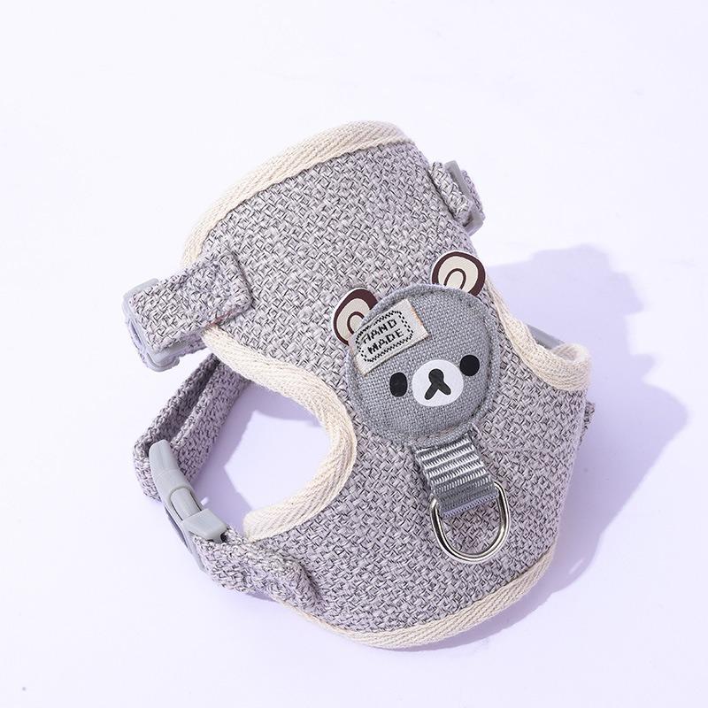 Cute Bear Pet Harness And Leash Set Adjustable Breathable Vest Harness For Small Dogs Cats