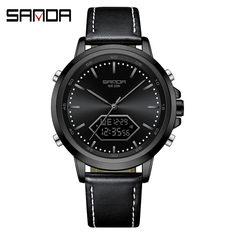 Sanda Multifunctional Waterproof Watch for Teen Boys and Men with Steel Band