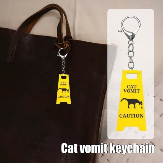 

Yousheng 1/2Pcs Cat Vomiting Sign Keychain Funny Reminder Keyring Watch Your Step Reminder Perfect Desk Office Ornament A
