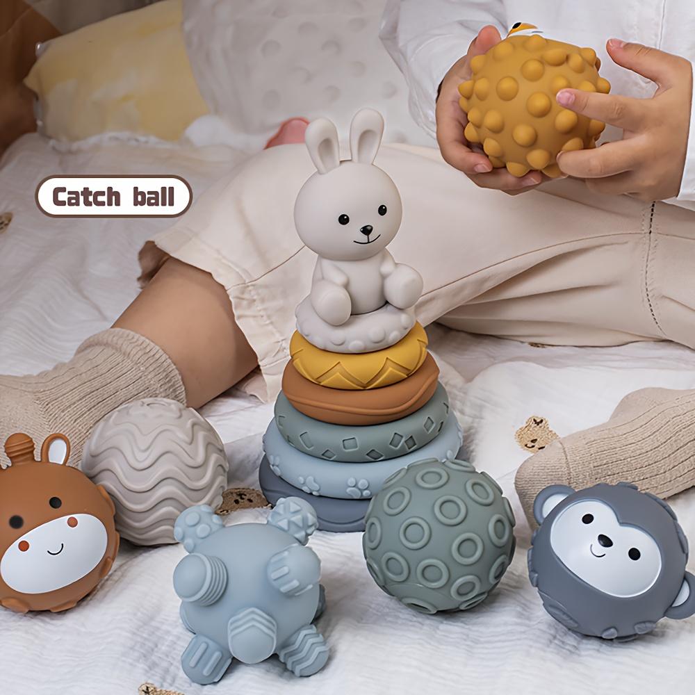 6pcs Soft Stacking Blocks for Youngsters Sensory Hand Grasping Ball Set, PVC Material, Animal Puzzle Toys for Early Development