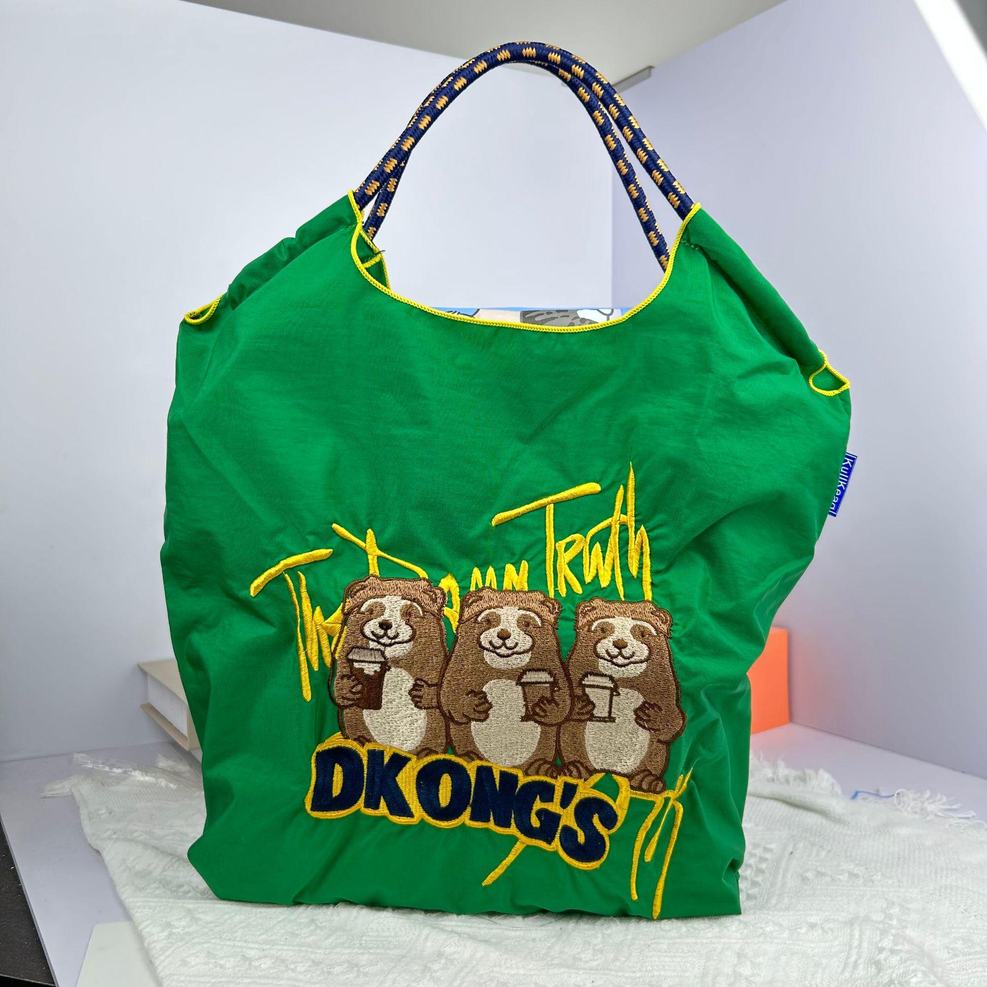 Экологичная ручной работы нейлоновая сумка-тоут в японском стиле с вышивкой в виде цветов Medium