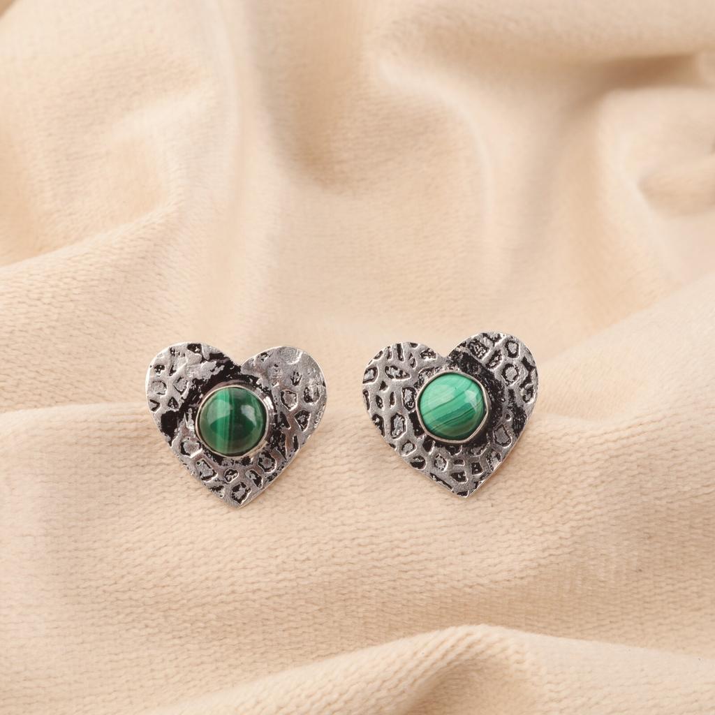 Natural Malachite 925 Silver Wedding Gift Birthday Stud Post Butterfly Earrings EE-143-22