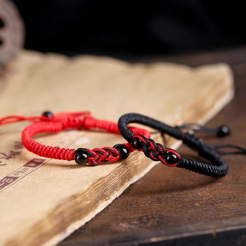Red Black Woven Bracelet China Vajra Knot Wristbands Fashion Adjustable Couple Bangles For Men Women Lucky Jewelry Gift