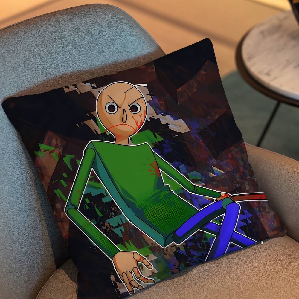 Absurd Game Baldi S Basics Day Gift Pillow Case Living Room Sofa Cushion Cover Suitable For Home Bedroom Room Custom Decoration Peach skin 18*18(CM)-1Pcs