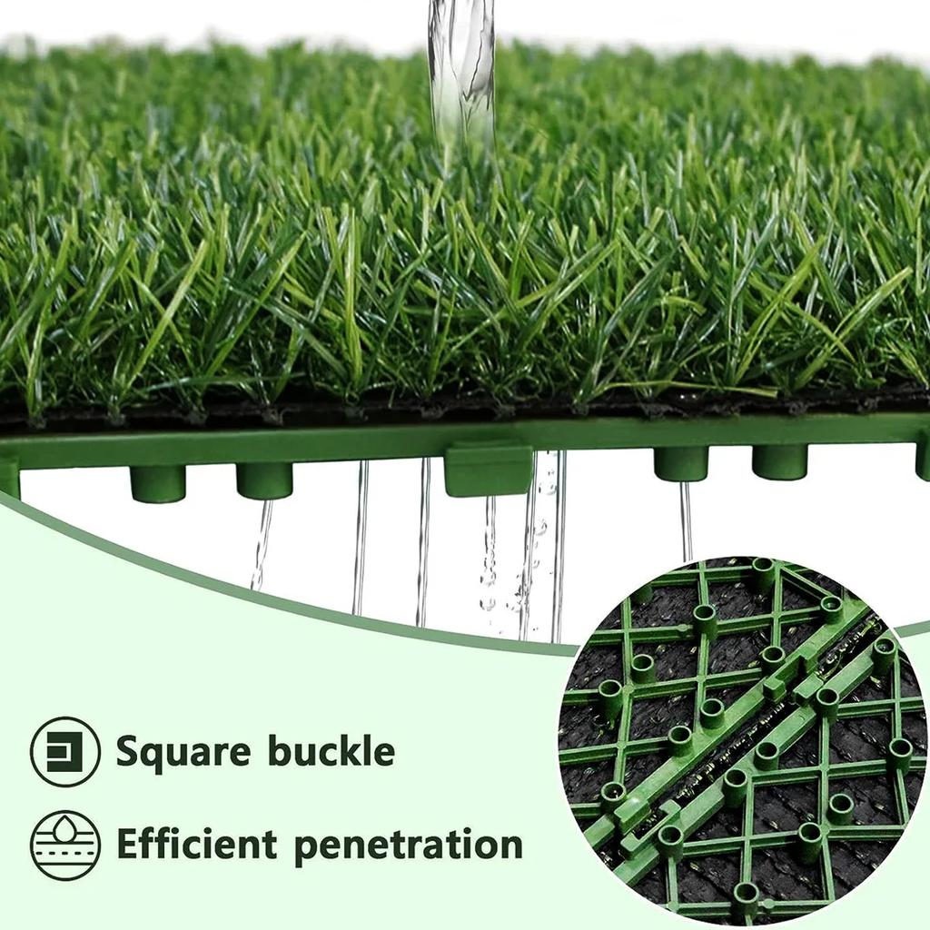 Artifical Grass Tiles Interlocking Turf Deck Synthetic Fake Grass Self-draining Mat Flooring Decor Pad Multi-Purpose Dog Mats