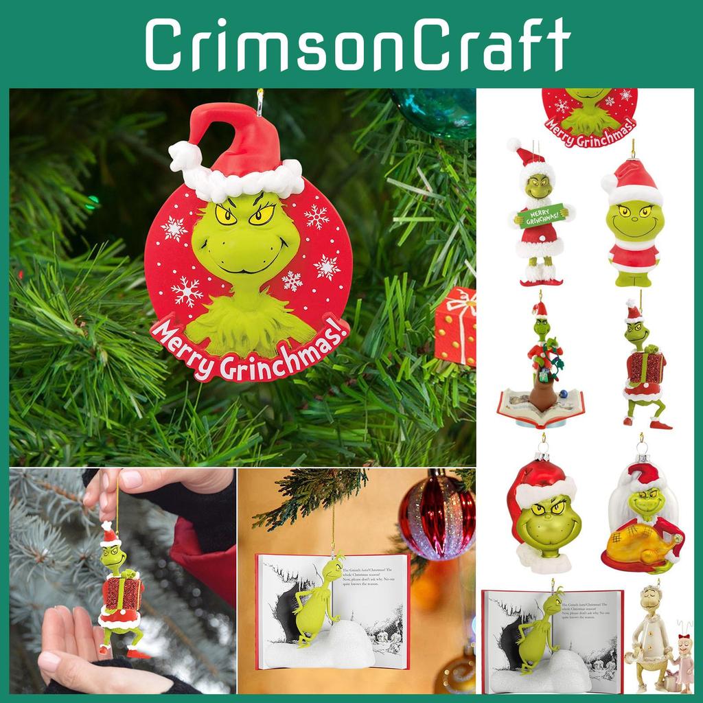 زينة شجرة الكريسماس الأكريليك الكرتونية الساحرة لشخصية الجرينش، مزدوجة الجوانب، لديكور السيارة الاحتفالي