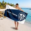 Leeds United Individuelles Strandtuch, Personalisierter Namens-Textdruck, Fußballlogo Weiches Schnelltrocknendes Handtuch Urlaubsgeschenk