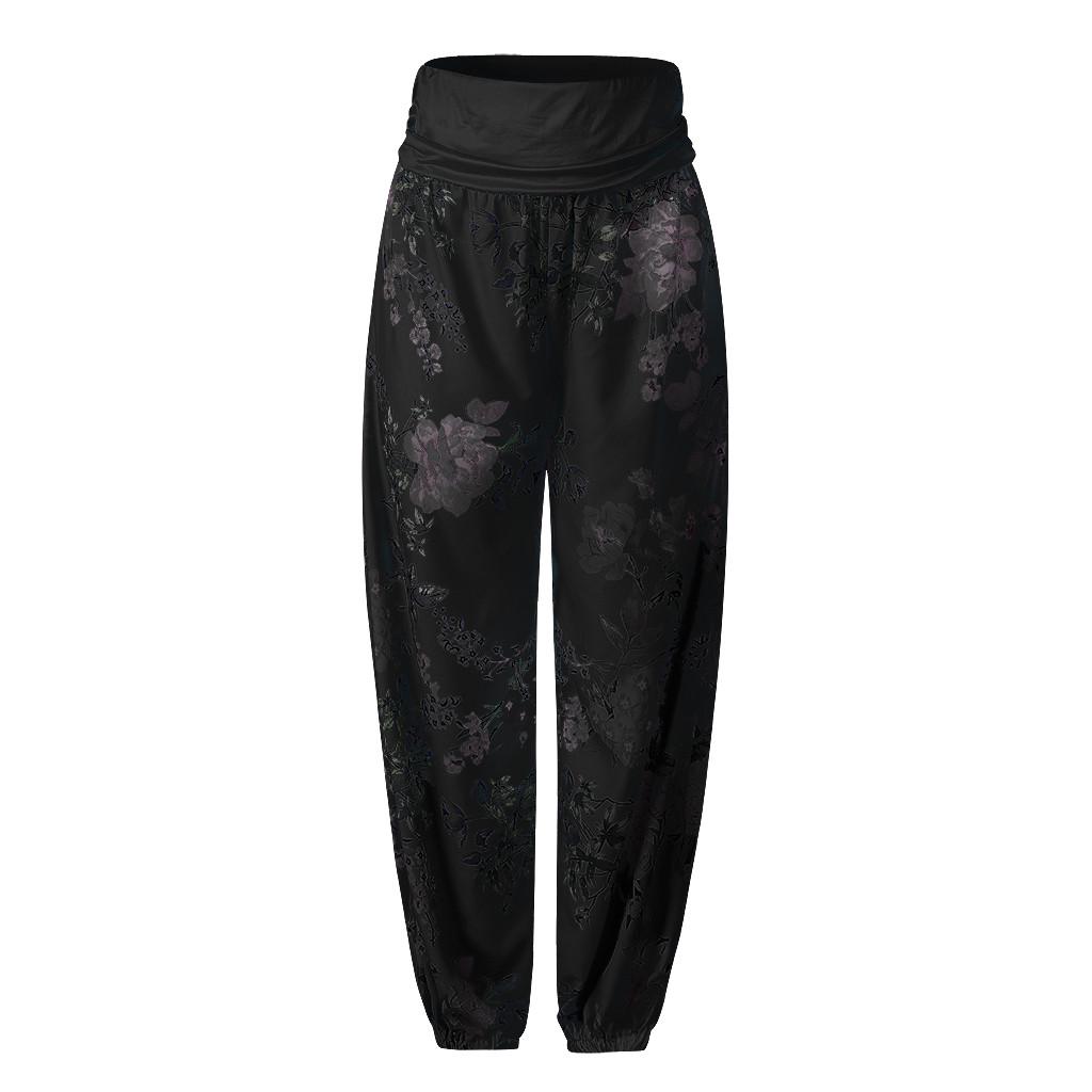 Women Ladies Printed Band Width Loose Leg Pants Women's Casual Pants