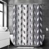 Abstract Geometric Bathing Curtain  Bathroom Nordic Green Leaf  Shower Curtain Waterproof With 12 Hooks Home Deco Free Ship