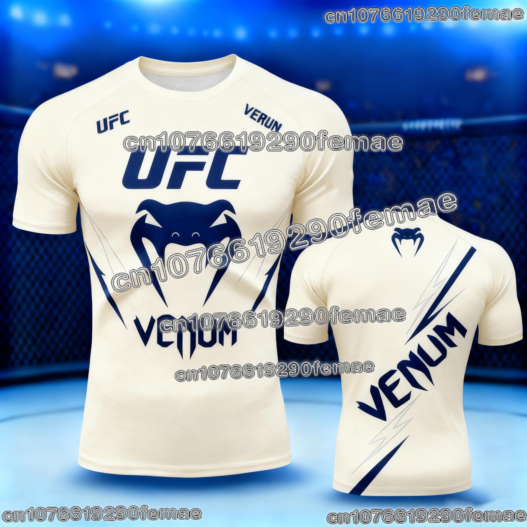 Baibao QIQI UFC 3D Print T-shirt Heren Korte Mouw Ronde Hals Sportkleding Top voor Boksen Fitness Sportschool Training Casual Zomer Mode M