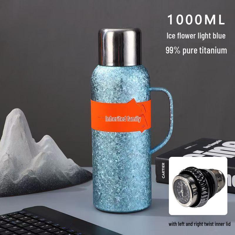 

Pure Titanium Large-Capacity Insulated Kettle with Temperature Display - Portable Moka Pot for Home or Outdoor Travel 1000ML