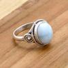Larimar Gemstone 925 Silver Ring, Oval Larimar Handmade Women Ring, Gift For Her Anniversary, Statement Silver Ring