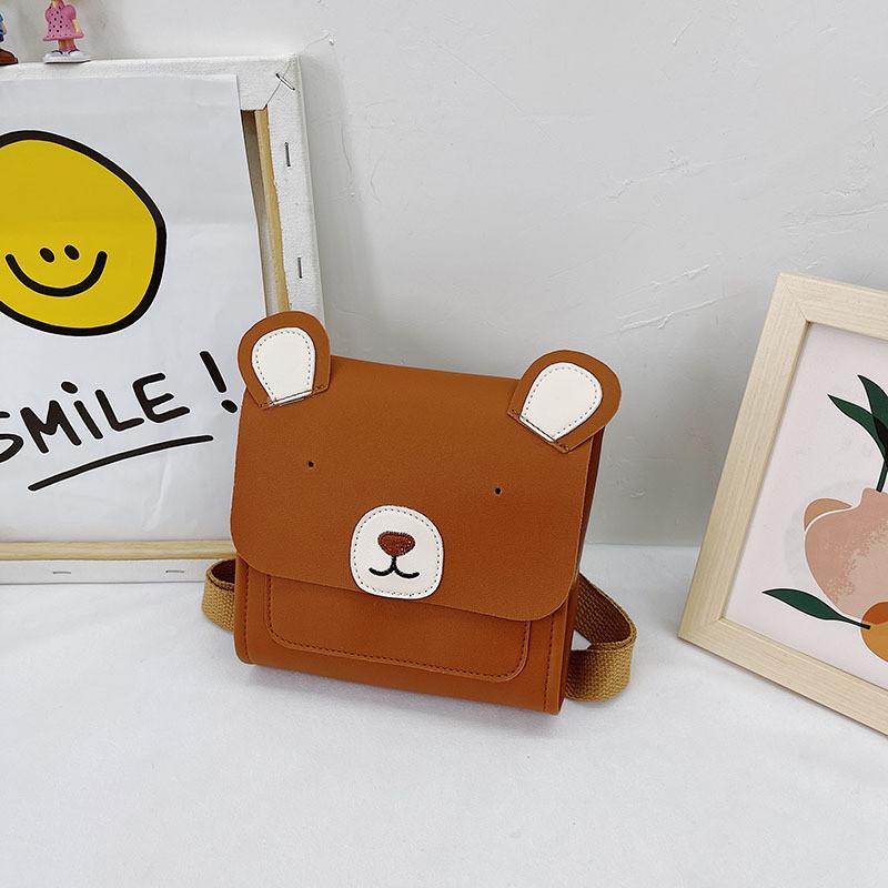 Creative Cute Bear Design Backpack For Children Fashionable Pu Leather School Bag For Daily Use YellowBrown Bear