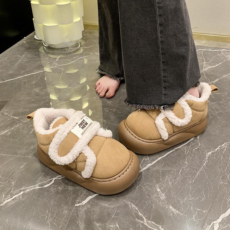 Fleece Warm Thick-soled Snow Boots for Women's New Winter Wear Versatile and Heightening Soft-soled Cotton Shoes