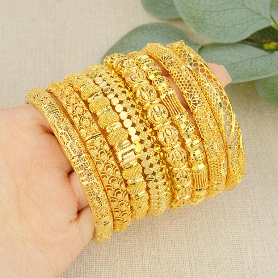 Dubai Openwork Moon Embroidery Bangle - Middle East, African, and Ethiopian Bridal Jewelry