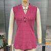 Spring New V-neck Casual Sleeveless Solid-color Knitted Vest for Women