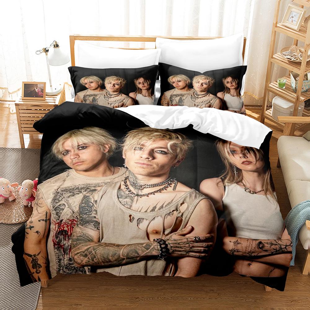Tx2 Printed Duvet Cover + 2 Pillowcases Polyester Soft Bedding Set Rock Music Fan Home Decor, Bedroom Dorm Quilt Cover No Filler