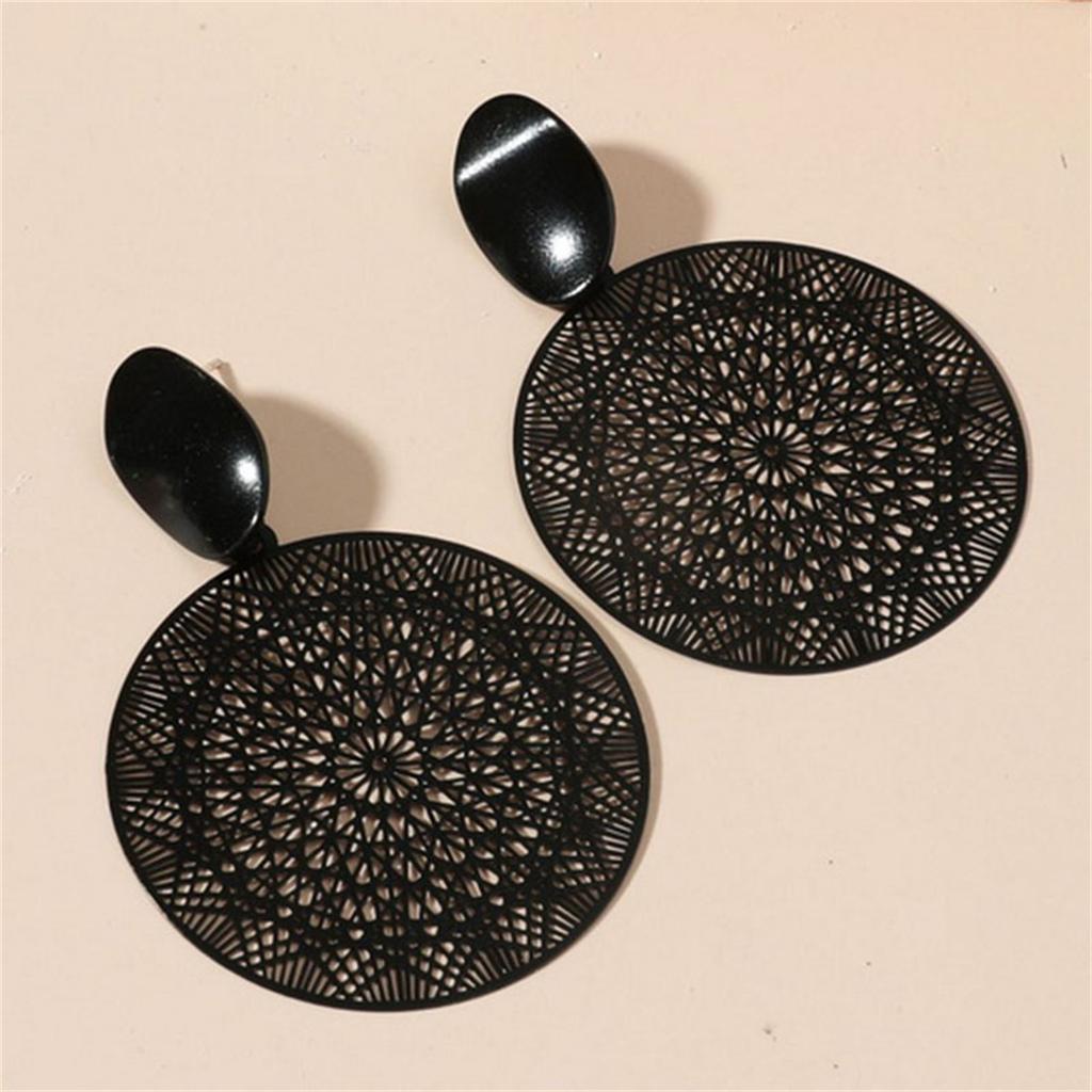 Vintage Punk Black Color Flower Drop Earrings For Women Exaggerated Gothic Geometric Butterfly Heart Wings Earring Party Jewelry