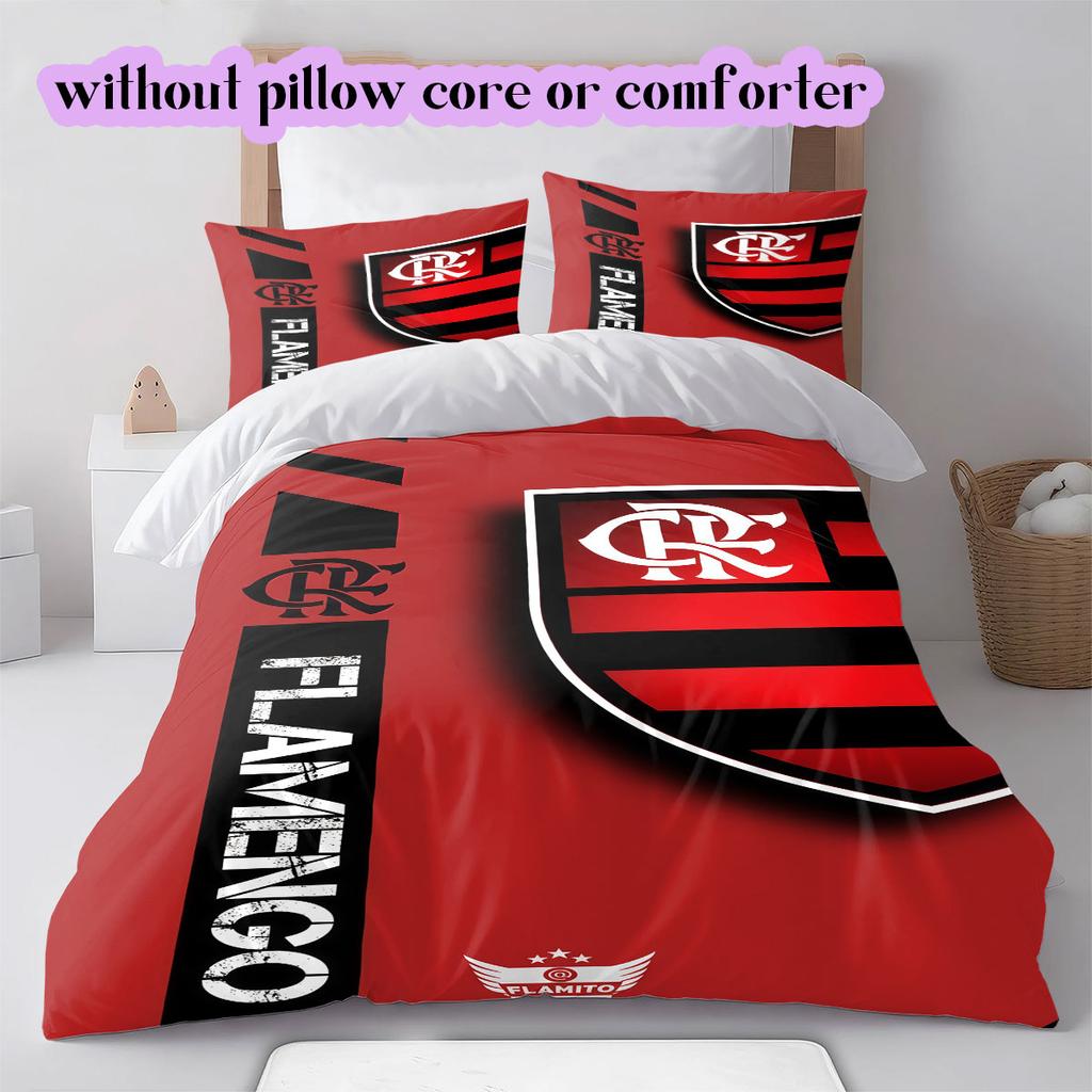 Flamengo football soccer Pattern Bedding,Quilt Set Quilt Cover Pillowcase Home Birthday Gift (1*duvet cover+2*pillowcase,without core)