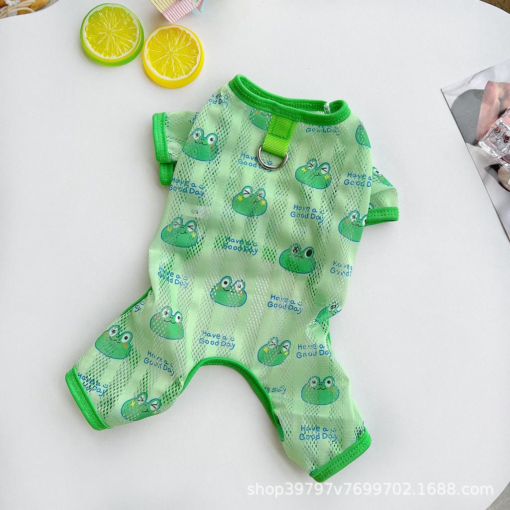 Pet dog clothes spring and summer thin mesh four-legged cat clothes breathable anti-hair loss go out medium and large