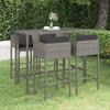 5 Pcs Garden Bar Set and Cushions Woven Resin