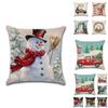 Vibrant 18-inch Christmas Cushion Cover With Adorable Santa Claus And Snowman Perfect For Holiday Decoration