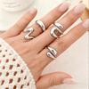 Personalized Retro Combination Ring Fashion Versatile Liquid Lava Flower Irregular Ring Set for Women