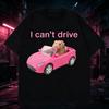 Hamster Rosa Auto Ich Kann Nicht Fahren Grafik T-Shirt Y2k Hip Hop Streetwear Cartoon Tier Unisex Lässig Schwarz Kurzarm T-Shirt Y2k