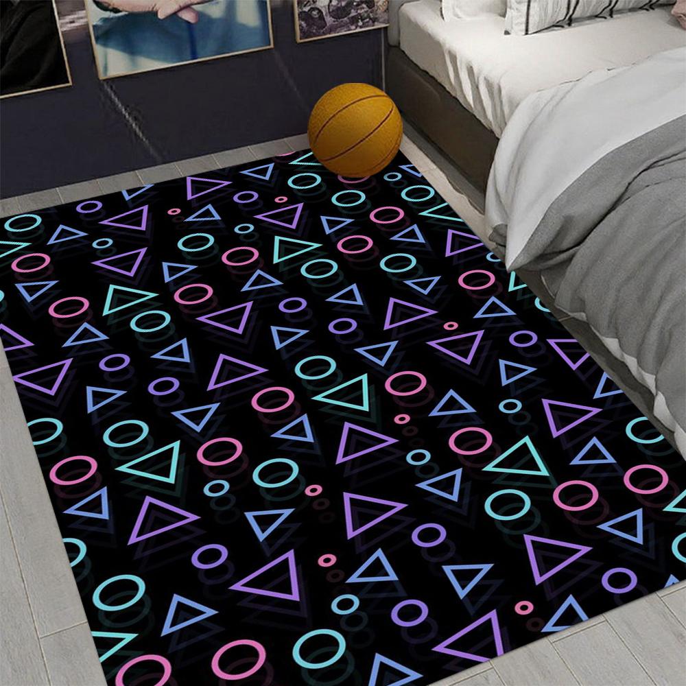 Retro Arcade Stars Bowling Alley Carpet 90s Arcade Retro Rug Non-Slip Home Theater Movie Room Floor Mat Gamer Room Décor Gift
