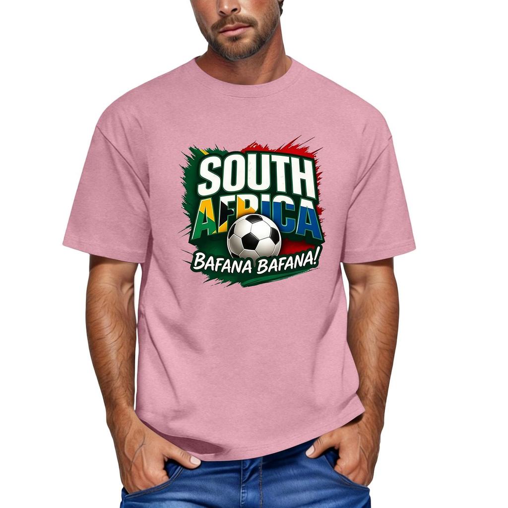 Men's Short Sleeve Crew Neck T-Shirt Featuring South Africa Soccer Graphic Print Bafana Bafana Football Fan Apparel
