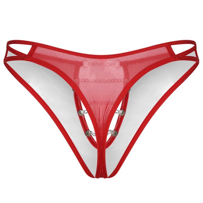 Sexy Gay Underwear Men G-String T-Back Thongs Hollow Pouch Leather Panties Man Lingerie Male Erotic Stage Performance Underpant