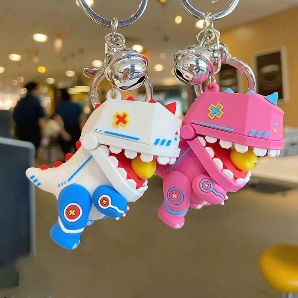 

Mecha Mechanical Dinosaur Keyring Eat Chicken Dinosaur Figure Keychain Key Ornament білий
