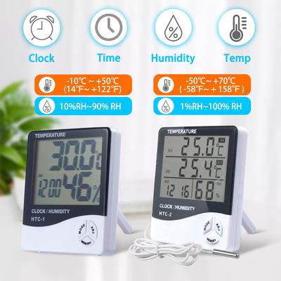 LCD elektronický digitální měřič teploty a vlhkosti, vnitřní a venkovní teploměr, meteorologická stanice, budík