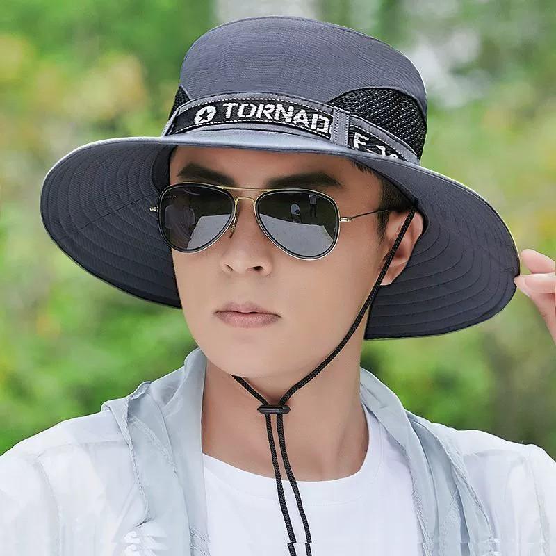 Bucket hat men's summer sun protection camouflage large brim sun hat outdoor breathable fishing hat mountaineering hat sun hat