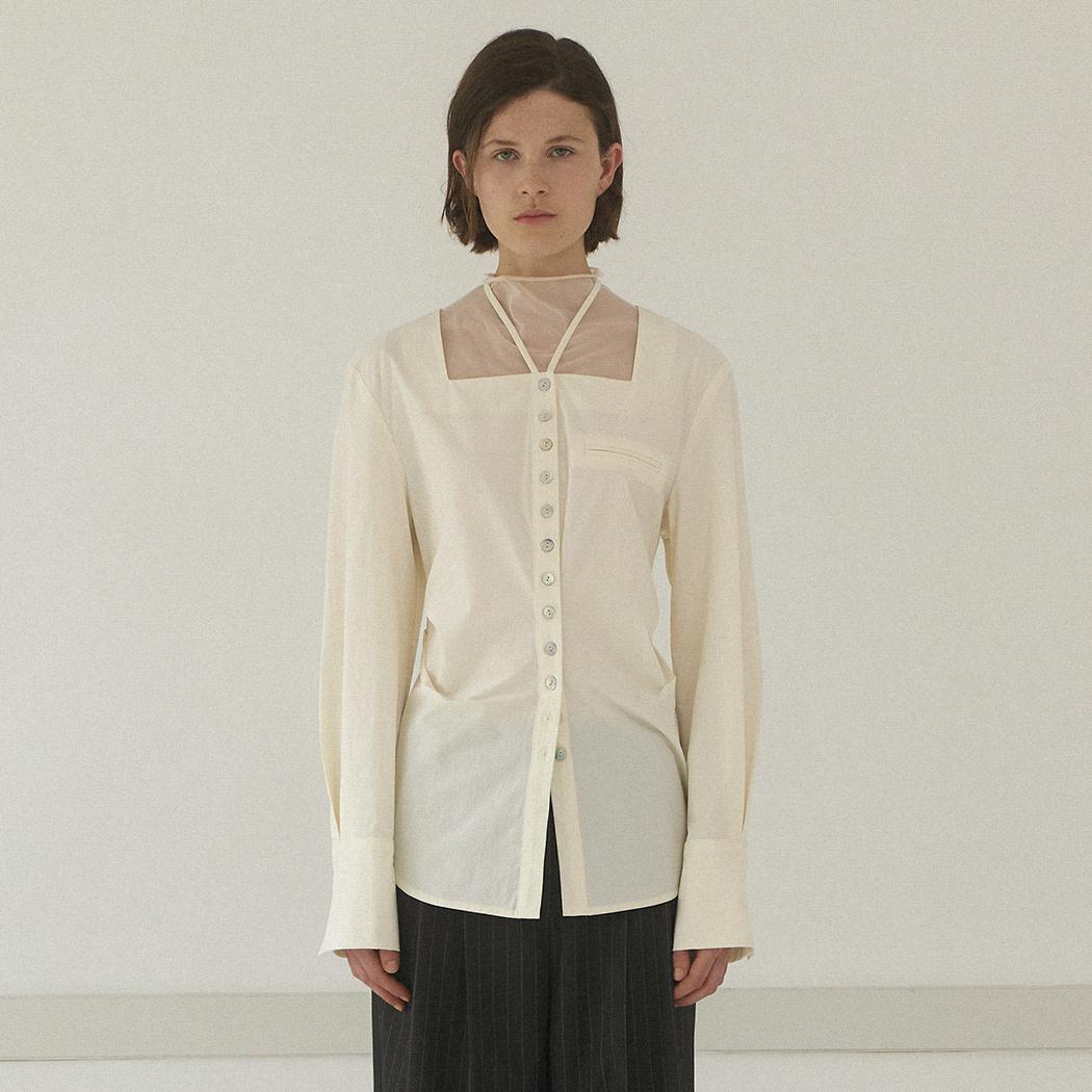 Atelier Nine Ante Square Neck String Blouse(Bl-4257) Ivory/S