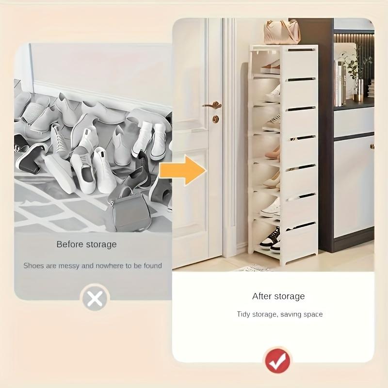 Justerbart 6/8-lags metallskostativ - Bærbar oppbevaringshylle for entré, egnet for studenthybel og hjem, flerlags oppbevaringsløsning for joggesko og fottøy